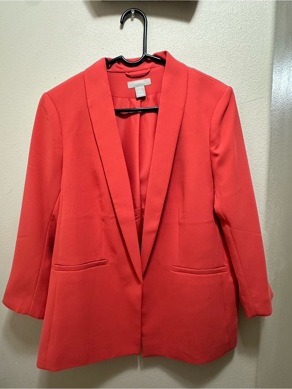 H&M Coral Red Tailored Open-Front Blazer